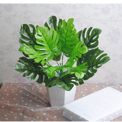 12pcs Artificial Palm Fern Turtle Leaves Plastic Silk Fake Plant Leaf Home Decor   222908845237
